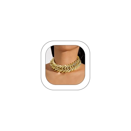 Chunky Gold Chain Necklace for Women Big Chunky Choker Necklace Gold Cuban Link Chain Necklaces Punk Hip-Hop Necklaces Costume Jewelry Gift - color: Gold06