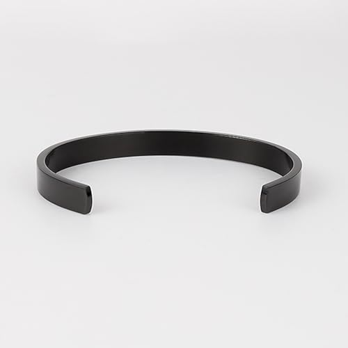 Stainless Steel Open Bangle Bracelet for Women 6mm/8mm Fashion Adjustable Wristband - color: D-Black, size: 8mm