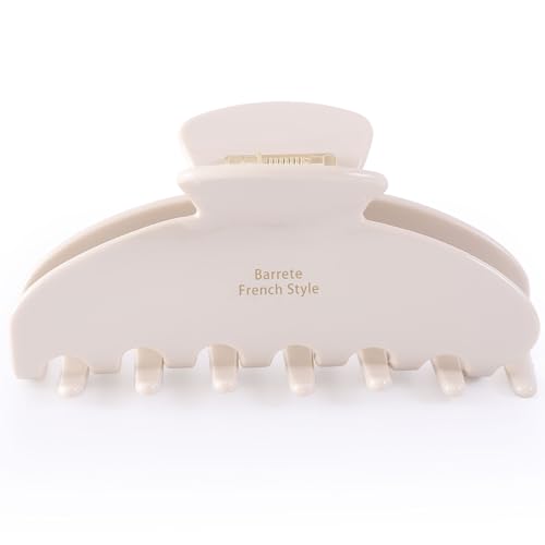 White Claw Clip for Women Large Hair Clips for Thick Hair Nonslip | Nonslip Celluloid Butterfly Jaw Clips, Acetate Claw Clips Strong Hold for Women，Jumbo French Hairclip for Curly Hair - color: Cream White Claw Clip