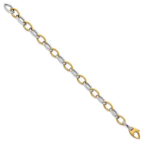 14K Two-tone Gold Polished Link Bracelet 7.5"
