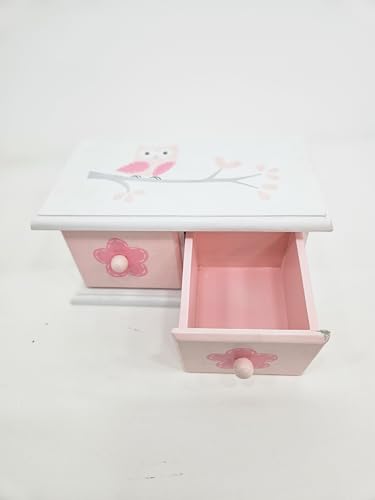 A&C Quinceañeras and More Jewelry Box for Little Girls, Wooden, Pink, Gift Box Heart Shame Mirrow with drawer. (2 Drawers) - style: 2 Drawers