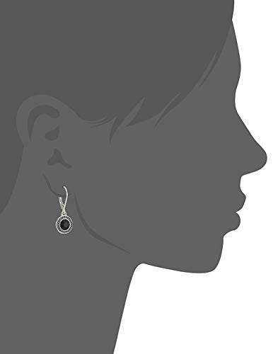 Handmade Sterling Silver Boho Crystal Dangle Leverback Earrings For Women - color: Silver, Black Stone