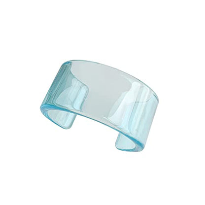 Pingyongchang Colorful Acrylic Resin Geometric Simple Open Bracelet Transparent Wide Cuff Bangle for Women Jewelry Gift - color: Blue