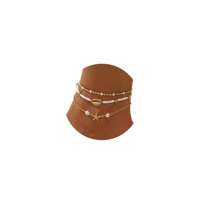 Smilelife Seashell Ankle Bracelets for Women Starfish Bracelets Layered Boho Puka Shell Anklet Cowrie Shell Bracelets Hawaiian Summer Beach Foot Chain Jewelry - color: Starfish