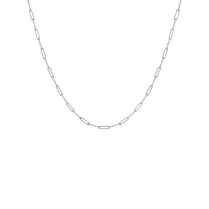 DESTIN Jewelry 18K Gold Plated Paperclip Chain Necklace, 2.5-6.5mm | Waterproof, hypoallergenic and tarnish-resistant adjustable stainless steel layering chain for women. - color: Stainless Steel, size: 16" + 2", style: 2.5 MM