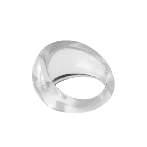 Y2k Colorful Chunky Resin Acrylic Thick Wide Dome Plastic Exaggerated Aesthetic Knuckle Rings for Women Vintage Minimalist Finger Joint Funny Cute Statement Jewelry - color: clear