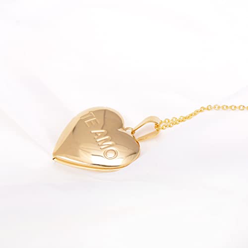 Paialco Heart Shaped Locket Pendant Necklace for Women - color: Yellow-Tree