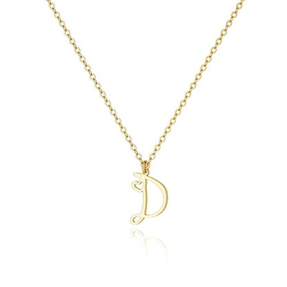 Tewiky Initial Necklace for Women-14k Gold Plated Dainty Letter Necklaces | Trendy Cute Custom Personalized Monogram Necklaces - color: gold, style: D