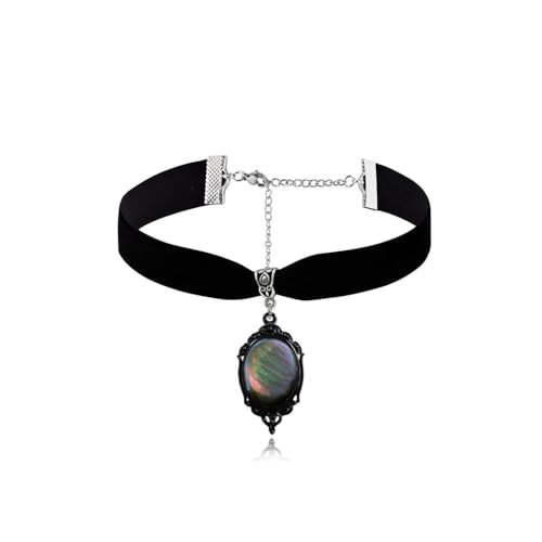 Gothic Black Velvet Goth Choker Necklace for Women,Cameo Black Choker Crow Skull Pendant Necklace Vintage Collar Skull Necklace Gothic Jewelry - style: colourful