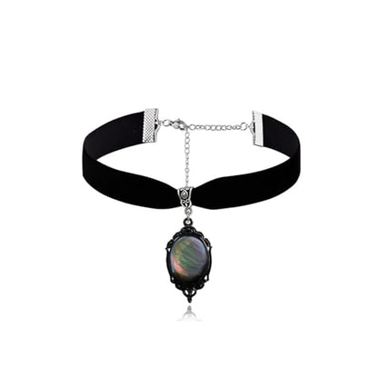 Gothic Black Velvet Goth Choker Necklace for Women,Cameo Black Choker Crow Skull Pendant Necklace Vintage Collar Skull Necklace Gothic Jewelry - style: colourful