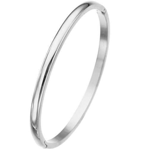 JUDE Jewelers 6mm Stainless Steel Plain Minimalist Open Bangle Bracelet - color: Silver