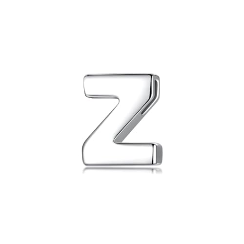 CANDYFANCY Initial Pendant 925 Sterling Silver Letters Personalized Alphabet Pendant Fit 1mm Box Chain - color: Alphabet Z Pendant