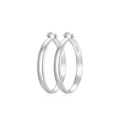 Apsvo Hoop Earrings for Women, 5mm Wide 14K Gold Plated/Silver Hoop Earring Hypoallergenic 925 Sterling Silver Earrings Lightweight Large Earrings for Women - color: Silver&30mm