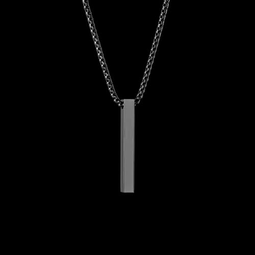 Minimalist Bar Pendant Necklace for Women & Men - Stainless Steel 24" Chain, Gold, Silver, Black, Simple Everyday Jewelry Gift
