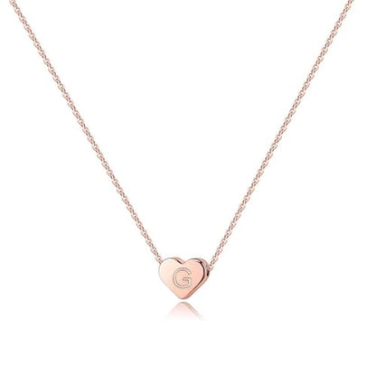 Turandoss Tiny Heart Initial Necklaces for Girls | 14K Rose Gold Plated Heart Pendant Handmade Dainty Letter Initial Necklaces for Teen Girls Jewelry - color: G