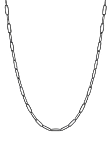 FindChic Paperclip Chain Necklace for Women 4 Colors 14"-24" for layering | Waterproof Stainless Steel Chains 18K Gold Plated/Rose Gold/Black/Silver 2" extender Dainty stacked Necklace for Women - color: 3.4mm-Black