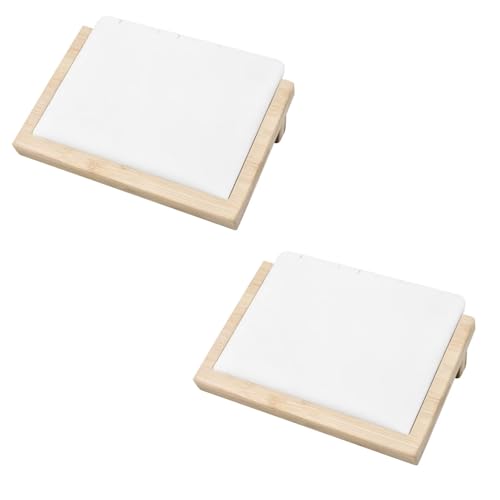 2 Pcs Bamboo Jewelry Display Stand Multiple Earrings Necklace Display Stand Holder Tabletop Display Boards Jewelry Storage Tray for Show (White, Small) - size: Small-2pcs