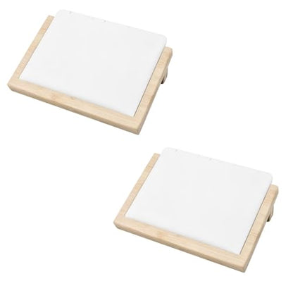 2 Pcs Bamboo Jewelry Display Stand Multiple Earrings Necklace Display Stand Holder Tabletop Display Boards Jewelry Storage Tray for Show (White, Small) - size: Small-2pcs