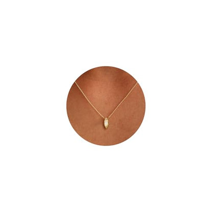 Gold Necklace for Women, 14k Gold Plated Cubic Zirconia Solitaire Pendant Necklace Waterproof Formal Necklaces for Women Cute Simple Necklaces Trendy Gold Jewelry Non Tarnish - color: Gold-Marquise cz