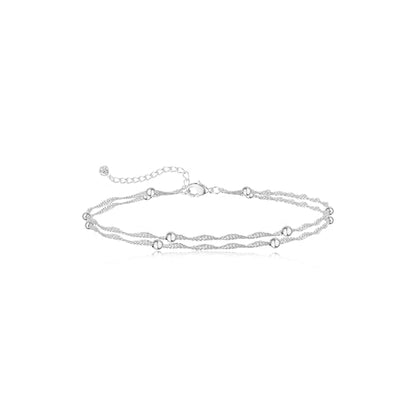 Gold Ankle Bracelets for Women Waterproof, 14K Gold/Silver Plated Layered Beaded Heart Anklets for Women Trendy Dainty Cuban Link Chain Anklets Set Summer Beach Jewelry Gift
