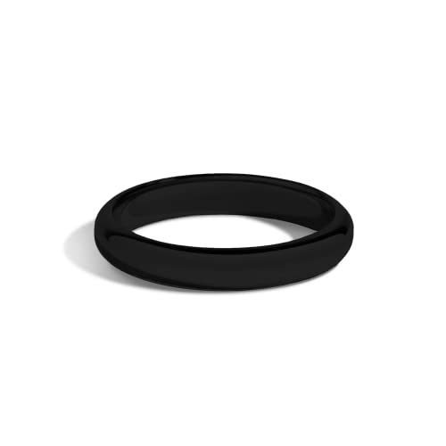 Sterling Silver Plain Dome Wedding Band for Men and Women, Made In USA - Custom Text Personalized Ring, 3mm to 8mm Width, Size 4-13 - color: Black, size: 4, style: 3 MM Width (Blank)