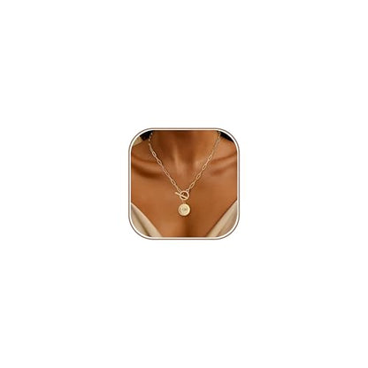 Chunky Gold Necklace for Women Trendy Non Tarnish 14K Gold Plated Paperclip Chain Charm Necklaces Chunky Heart Cross Clover Pearl Pendant Necklace with Toggle Clasp Statement Jewelry Gift for Women - color: G-Evil Eye