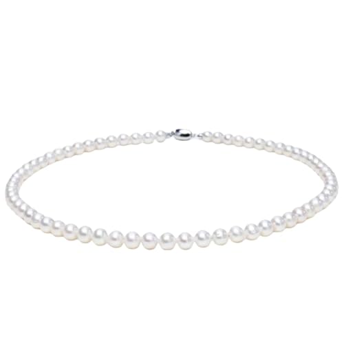 White Genuine Freshwater Cultured Pearl Necklace For Women And Men | Full Sizes from 3mm to 14mm Freshwater Pearls, AAA Grade & Above, A Love Gift Choice For Anniversaries And Birthdays - size: 6-7mm 17in