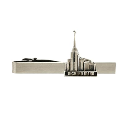 Silver Tie Clip by Ringmasters | LDS Temple Tie Clips for Men with Antique Silver Finish | Suit Accessories for Weddings, Church, & Formal Events | Versatile Tie Pin, (Rexburg Idaho)