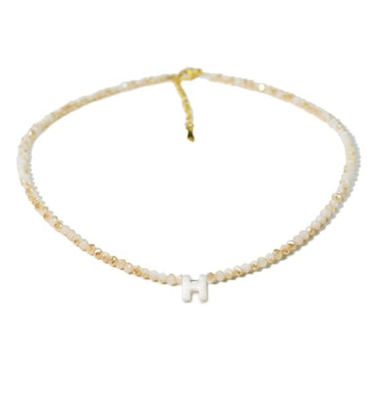 Tanyoyo Initial Necklaces for Women - Trendy Beaded Choker Necklace for Women, Handmade Letter Choker Necklace Jewelry for Women - style: H
