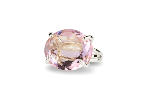 Gold Oval Rose Quartz Ring - Raw Faceted Pink Gemstone Ring - Handmade Prong Setting Jewelry