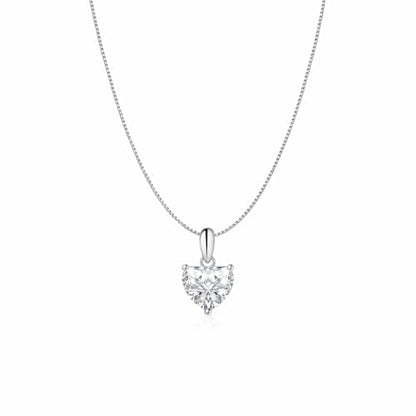 Savlano 925 Sterling Silver Moissanite Pendant Necklace, 6MM,8MM Round, Princess & Heart Cut 0.8–2CT D Color, with 18" Box Chain for Women – Comes with A GRA Certificate – Made in Italy - style: 0.8ct 6mm Heart Cut