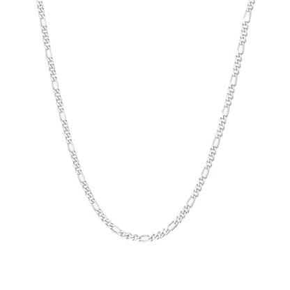 Stainless Steel Figaro Link Chain Necklace For Men Women, 3mm 4mm 5mm 7mm Width, 18k Gold Plated 18 20 22 24 Inch Figaro Chain, No Tarnish Durable Waterproof Jewelry - color: 3MM Silver, size: 24inches