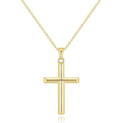 Cross Necklace for Women Gold Cross Necklaces for Women | Cross Chain 14K Gold Cross Necklace for Women Beauty Gold Faith Pendant Necklaces for Women Cross Necklaces 20/25mm - size: 30MM