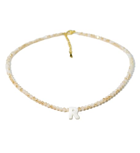 Tanyoyo Initial Necklaces for Women - Trendy Beaded Choker Necklace for Women, Handmade Letter Choker Necklace Jewelry for Women - style: R