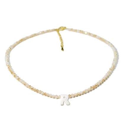 Tanyoyo Initial Necklaces for Women - Trendy Beaded Choker Necklace for Women, Handmade Letter Choker Necklace Jewelry for Women - style: R