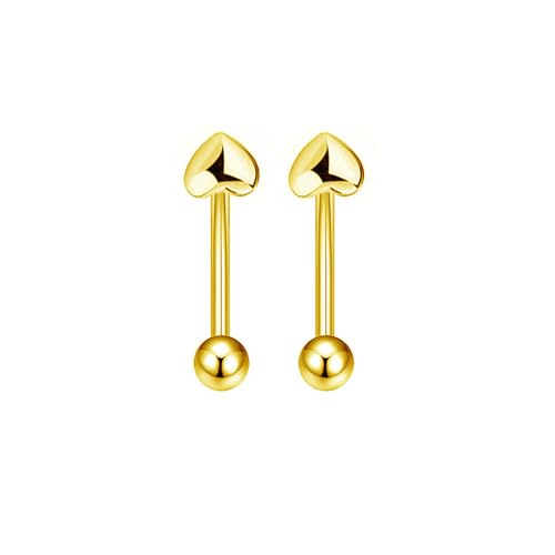 2Pcs 16G Heart Eyebrow Rings for Women Stainless Steel Eyebrow Curved Barbells Studs Lip Rings Cartilage Earrings Body Piercing Jewelry