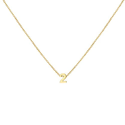 Number Necklace for Women Dainty 18K Gold Plated Pendant Necklace Charm Birth Month Personalized Jewelry Birthday Gift - color: GOLD, style: Number 2