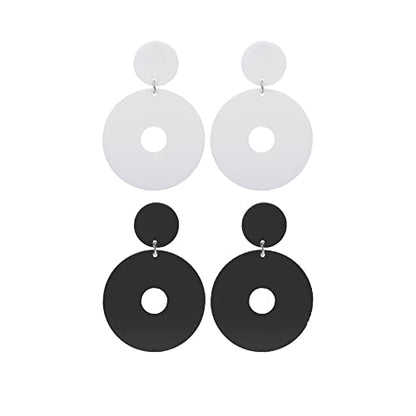 Acrylic Transparent Hollow Double Circle Round Dangle Earrings Geometric Statement Drop Earrings for Women Summer Holiday Cool Party Jewelry - color: 2pairs