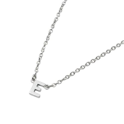 OAK & LUNA Inez Initial Necklace - Gold Plated & Sterling Silver — A-Z Letter Pendant on 15″ + 2″ Adjustable Cable Chain - color: 925 Sterling Silver, style: Letter E
