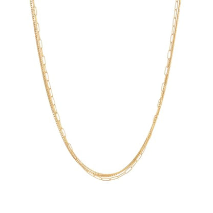 CONRAN KREMIX Waterproof Gold Necklace Layered Necklaces for Women Non Tarnish,14k Gold Plated Stainless Steel Dainty Stack Thin Chain Necklace Set for Women Gifts Jewelry - color: Gold-06