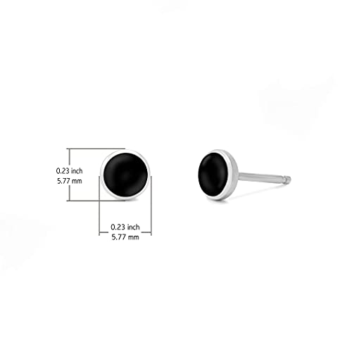 Boma Jewelry Sterling Silver Onyx Inlay Circle Stud Earrings