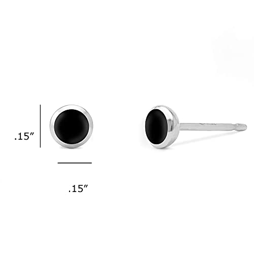 Boma Jewelry Sterling Silver Mini Circle Stud Earrings - color: Onyx