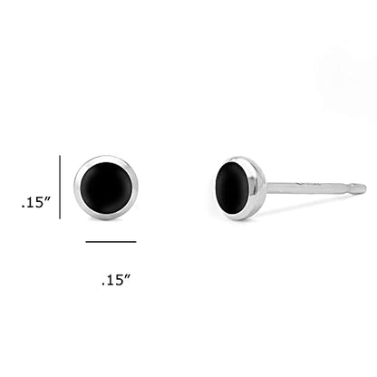 Boma Jewelry Sterling Silver Mini Circle Stud Earrings - color: Onyx