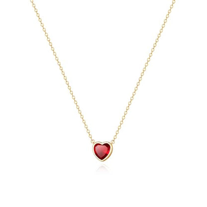 Zeffy Dainty Gold Heart Necklace for Women Trendy 14K Gold/Silver Plate Cute Heart Pendant Choker Necklaces Gold Love Heart Chain Necklace for Women Dainty Gold Jewelry Gifts for Women - style: Tiny Red Heart Necklace-Gold