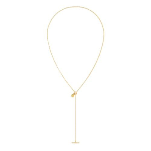 YUJIE Long Gold Y Necklace for Women - Adjustable Lariat Pendant Snake Chain, 14K Gold Plated Dainty Teardrop Necklace for Trendy & Formal Wear - color: ball