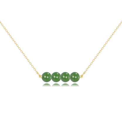 KECHO 14K Real Gold Beads Pendant Necklace Solid Yellow Gold Jewelry Anniversary Birthday Gifts for Women - color: Green Jade 4