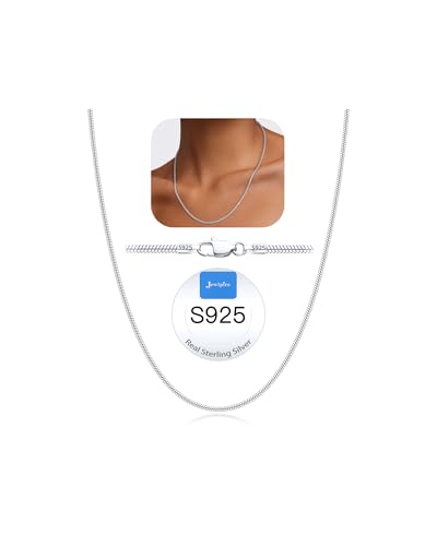 Jewlpire 1.5mm 2mm 2.5mm Snake Chain 18k Gold Plated 925 Sterling Silver Chain Necklace for Women, Smooth Sturdy Hypoallergenic, 16 18 20 22 24 Inch - color: 1.5mm Silver, size: 16 Inches