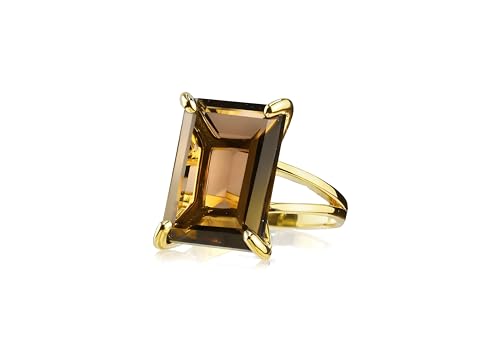 Cocktail Rings for Women - Smoky Quartz Rings in 14k Rose Gold - Statement Jewelry Rings, Birthstone Ring, Engagement Ring - Handmade Jewelry with Box