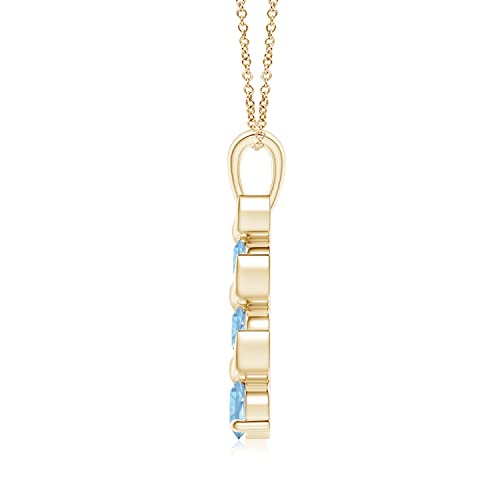 Angara Natural Aquamarine Pendant for Women | Round Aquamarine Three Stone Pendant Necklace in 14K Solid Gold/Platinum With 18" Chain | March Birthday, Anniversary, Gemstone Jewelry Gift