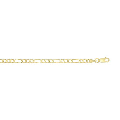 14K Gold or Rhodium Plated Silver Figaro Diamond Cut Pave Chain For Men | 1mm-13mm Thick | Solid 925 Figaro Italian Necklaces For Men - style: 4.00MM- Yellow